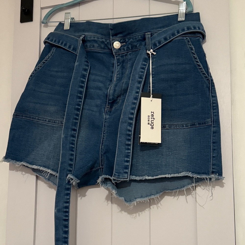 Refuge Dark Blue Jean Shorts with Belt